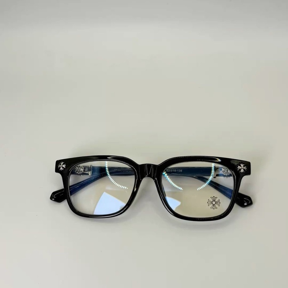 Chrome Hearts Black Glasses with Silver Details and blue light